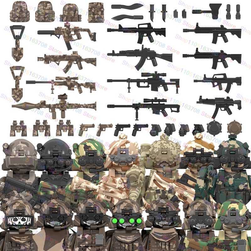 Lego Minifigure Holder - MOC Military Soldiers Action Figures Dolls