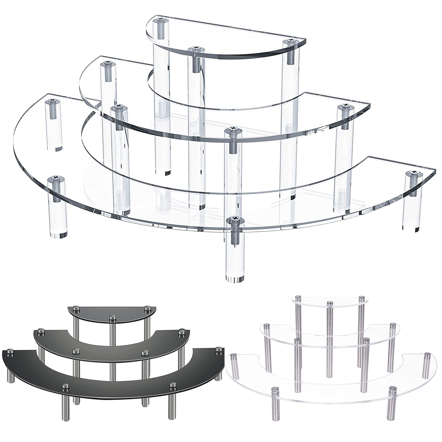 Pop Display Shelf - 3-Tier Acrylic Round Cupcake Dessert Stand-Riser