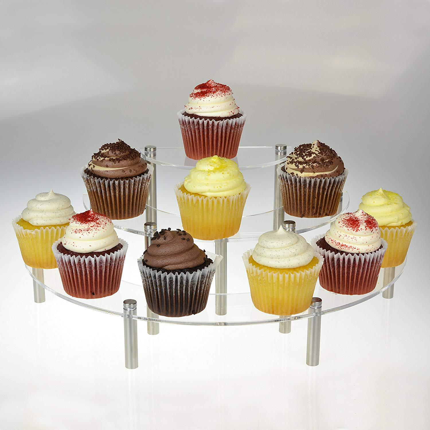 3-Tier Acrylic Round Cupcake D - Pop Display Shelf ulasan dan harga