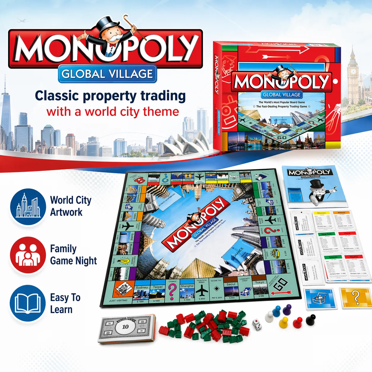 Premium MONOPOLY GLOBAL VILLAG - Hasbro Game Monopoly ulasan dan harga
